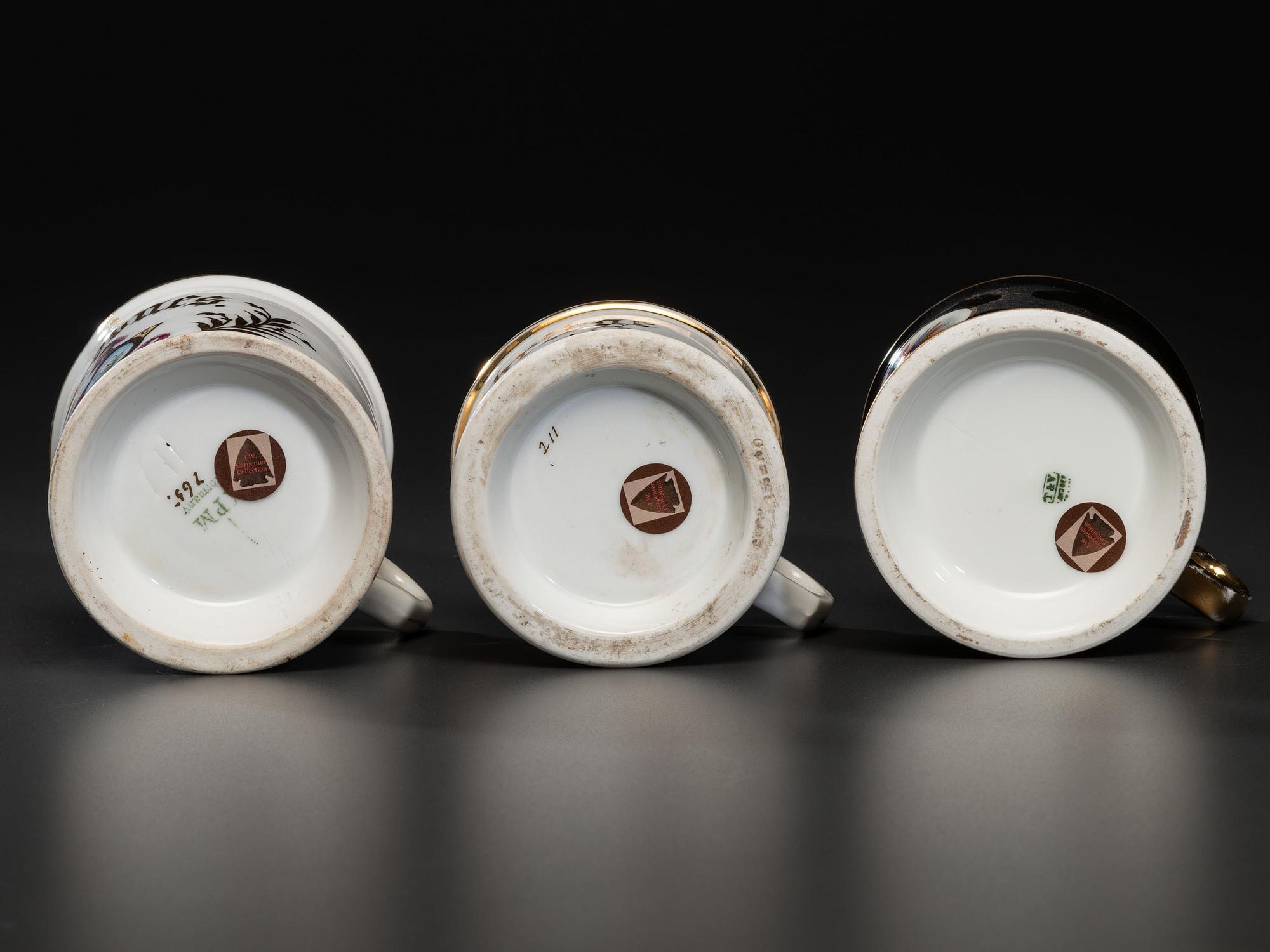 Three Fraternal Porcelain Shaving Mugs