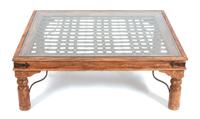 A Gothic Style Low Table Having Repurposed Inset Iron Gate Height 15 1/2 x width 35 1/2 x depth 35 1/2 inches. — 20TH CENTURY