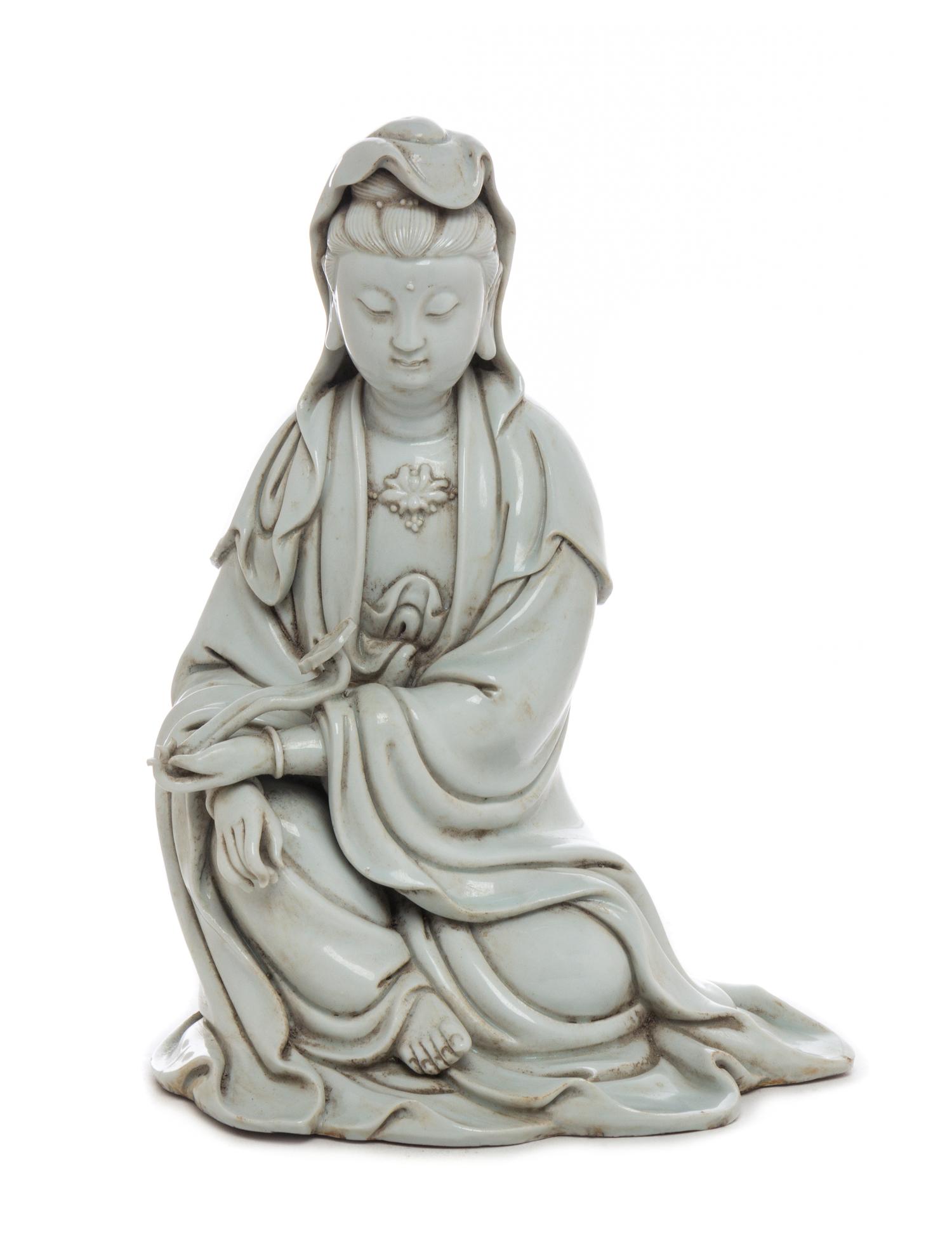 A Chinese Blanc-de-Chine Porcelain Figure Height 10 1/4 inches.