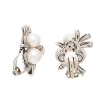 Cultured Pearl and Diamond Earrings