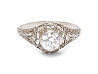 An Antique Platinum and Diamond Ring,