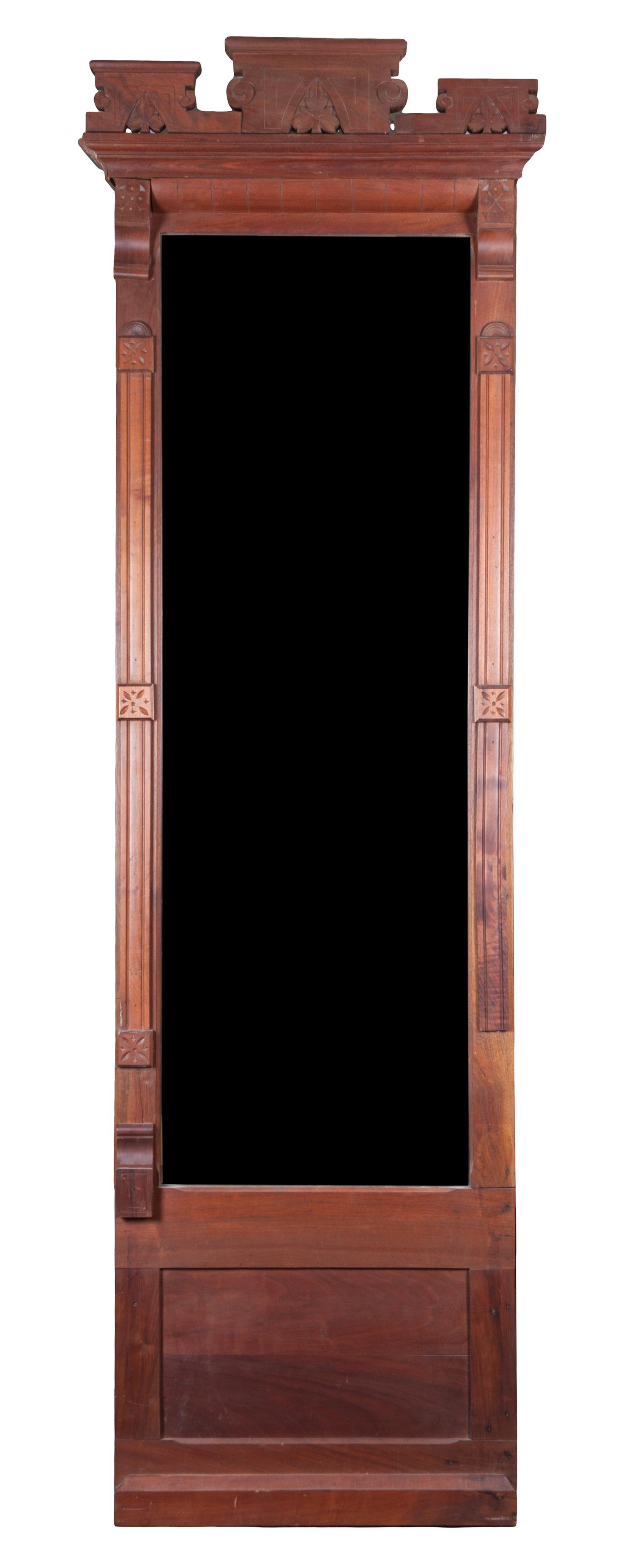 A Victorian Walnut Pier Mirror 91 x 25 inches.