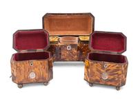 Three Regency Tortoiseshell Tea Caddies