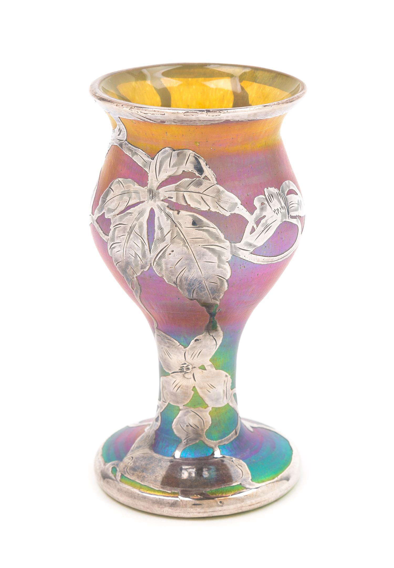 Loetz, EARLY 20TH CENTURY, a silver overlay vase, of baluster form with foliate overlays