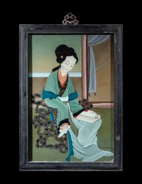 FIve Chinese Reverse Glass Paintings