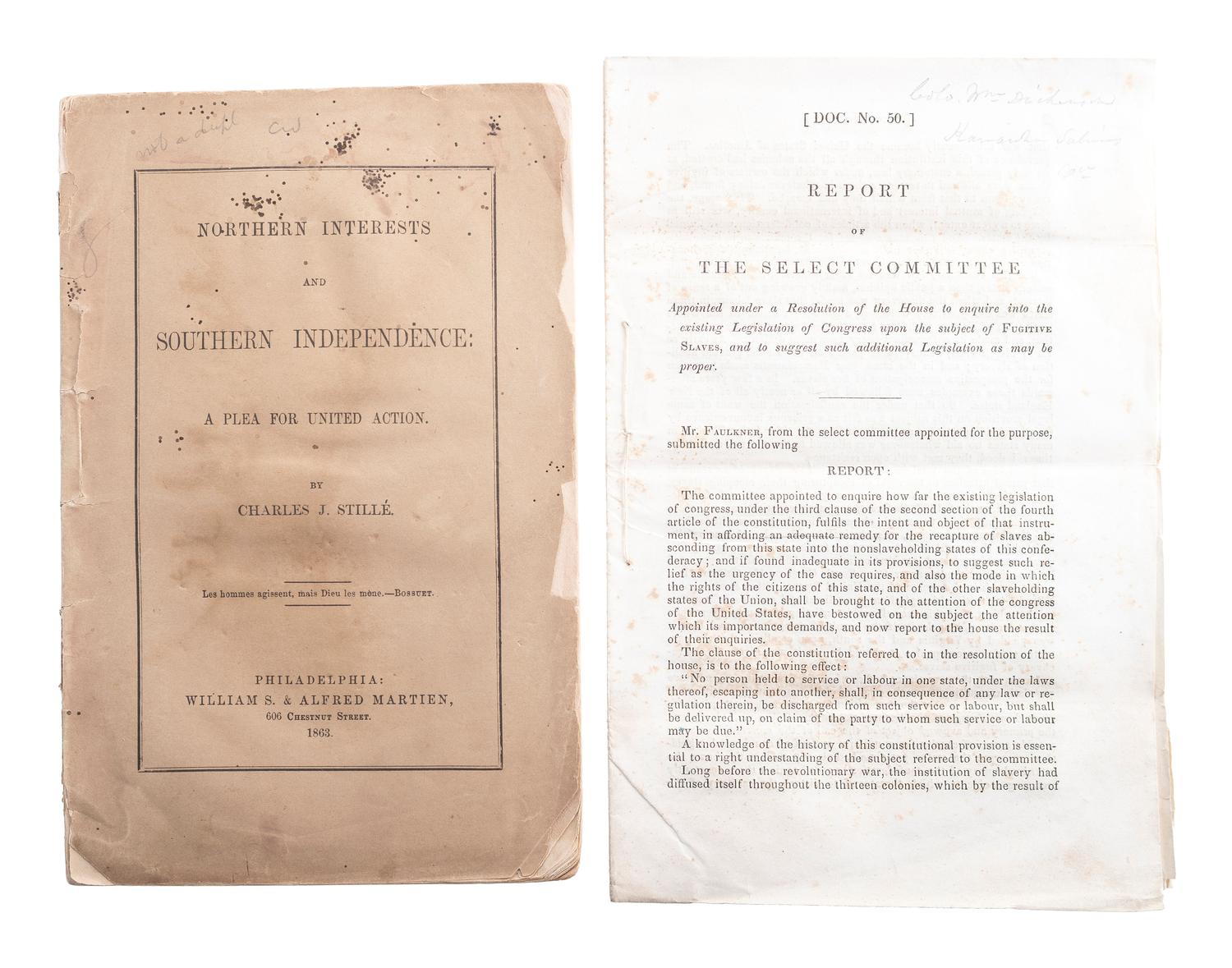 [AFRICAN AMERICANA] -- [CIVIL WAR]. A group of 4 Civil War era pamphlets related to slavery and secession, comprising: