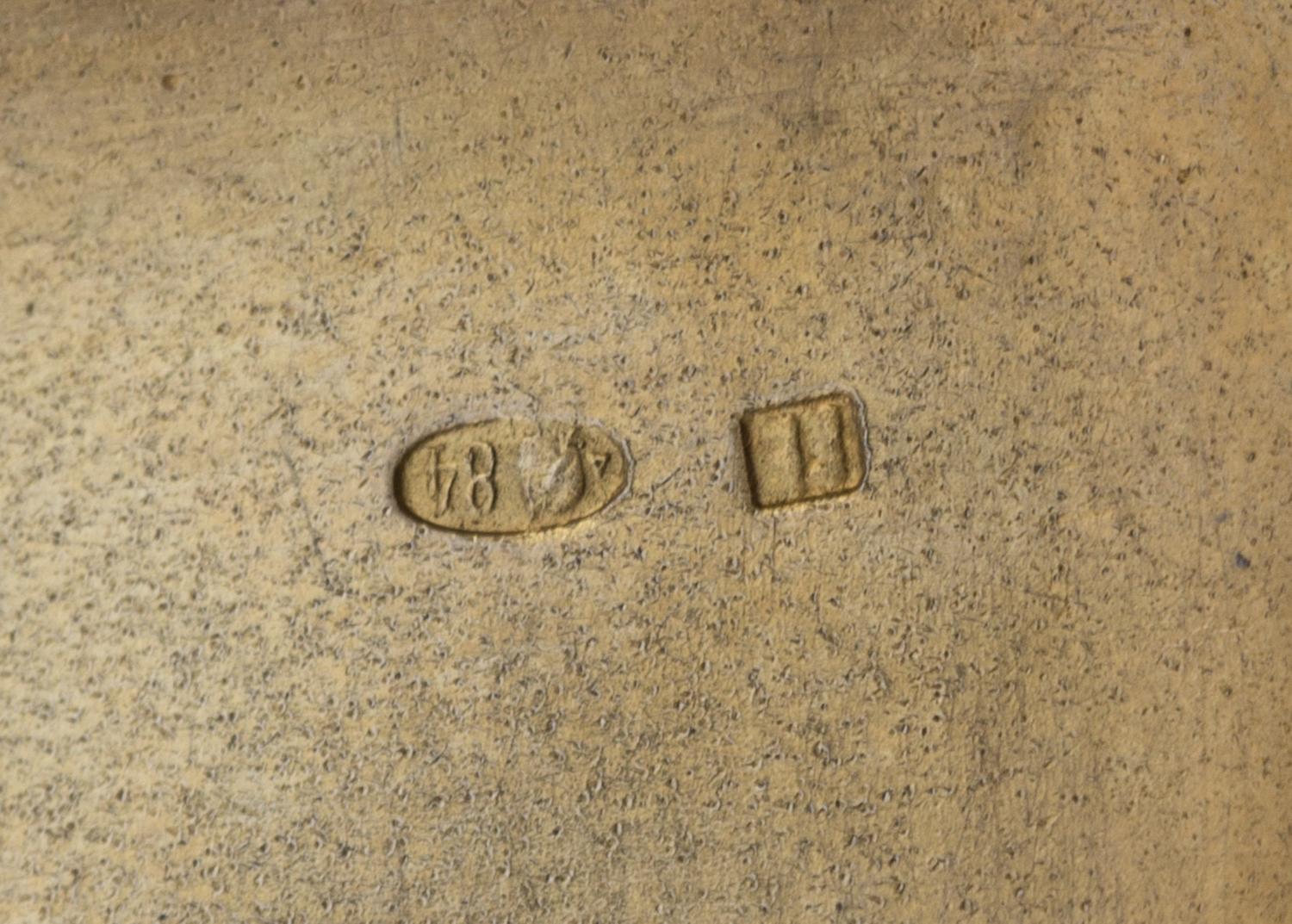 A Russian Silver Cigarette Case, Marker's mark Cyrilic GYe, Moscow, early 20th century, the lid with a raised depiction of a coastal fo