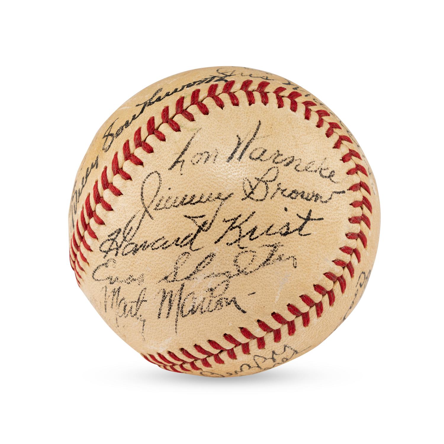 A 1941 St. Louis Cardinals Team Signed Autograph Baseball from The Collection of Lon Warneke (Beckett Authentication Services Letter of Authenticity)