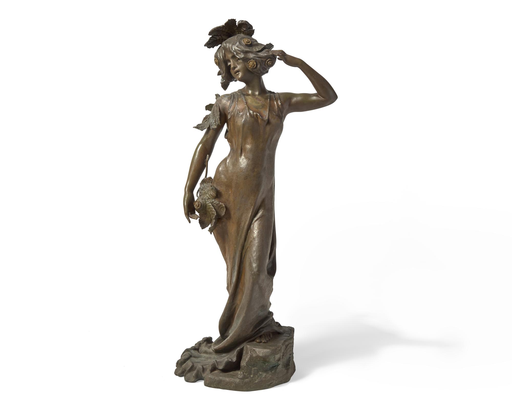 Lucien Charles Edouard Alliot (French, 1877-1967), An Art Nouveau Bronze Figure of a Lady, circa 1900