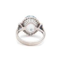 AQUAMARINE AND DIAMOND RING