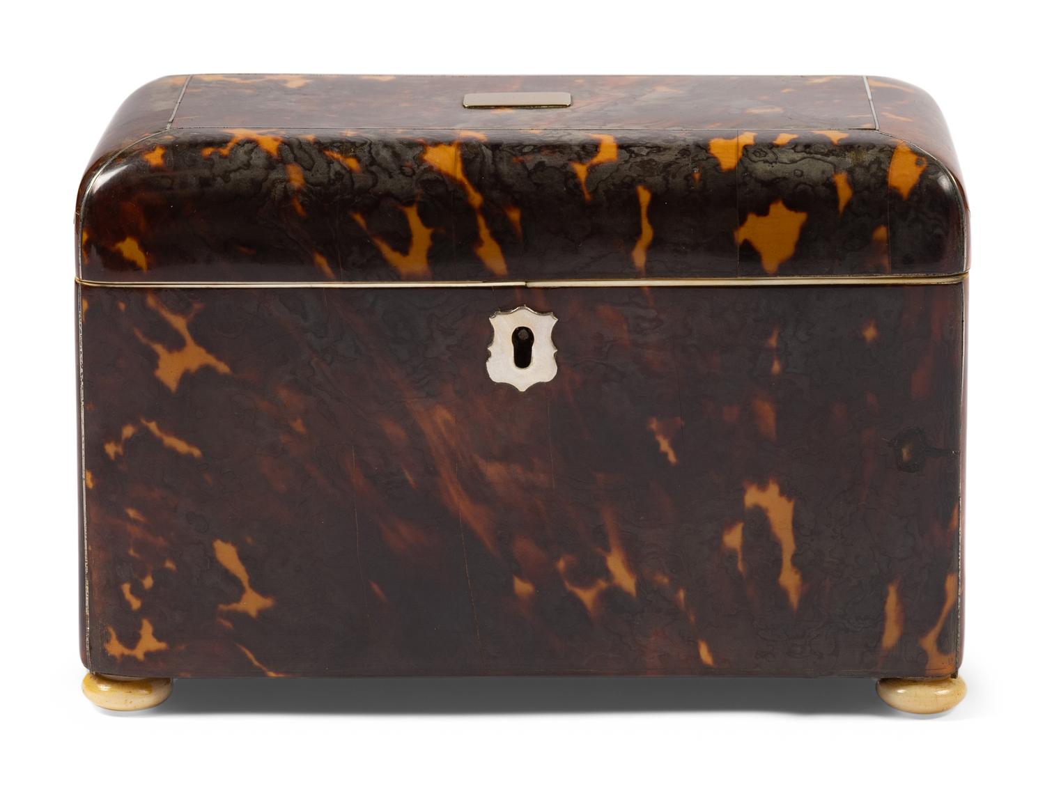 A George III Tortoiseshell Tea Caddy