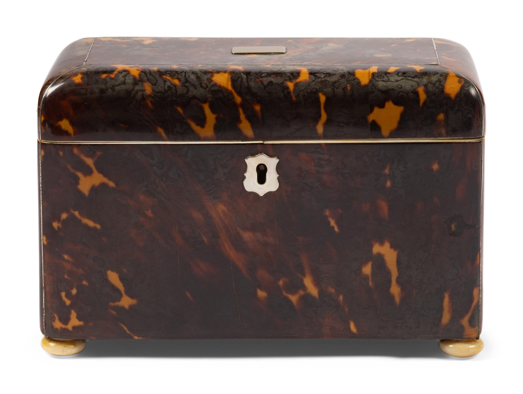 A George III Tortoiseshell Tea Caddy