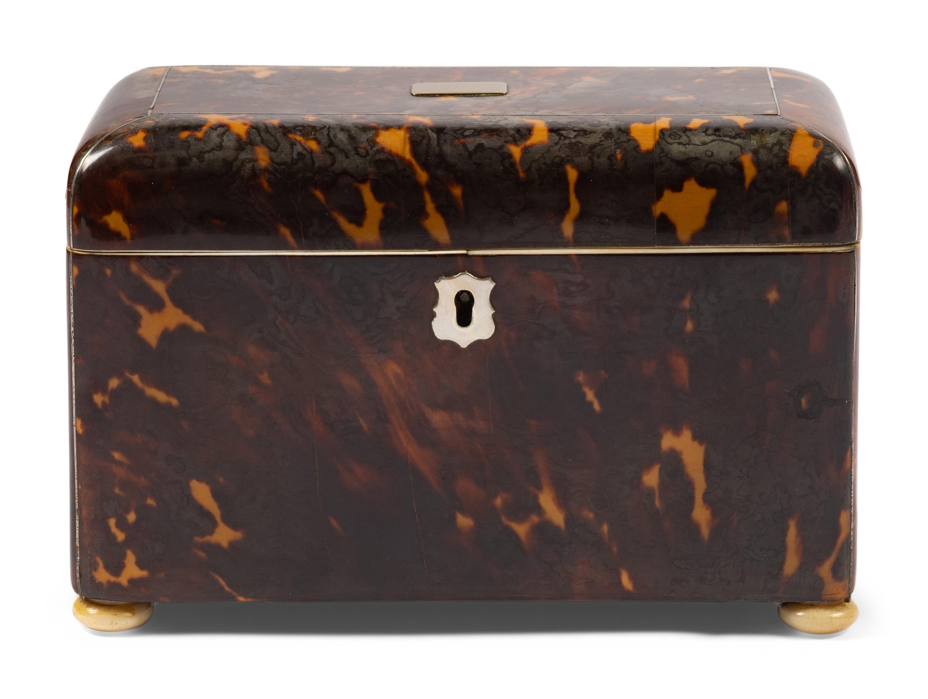 A George III Tortoiseshell Tea Caddy