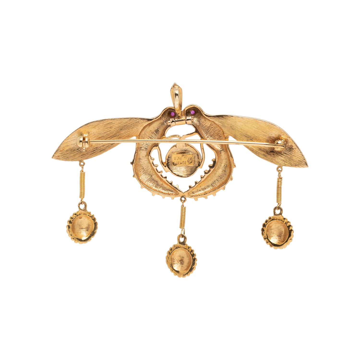 LALAOUNIS, YELLOW GOLD 'BEES OF MALIA' PENDANT/BROOCH