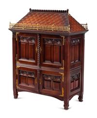 A Georgian Style Walnut Architectural-Form Cabinet