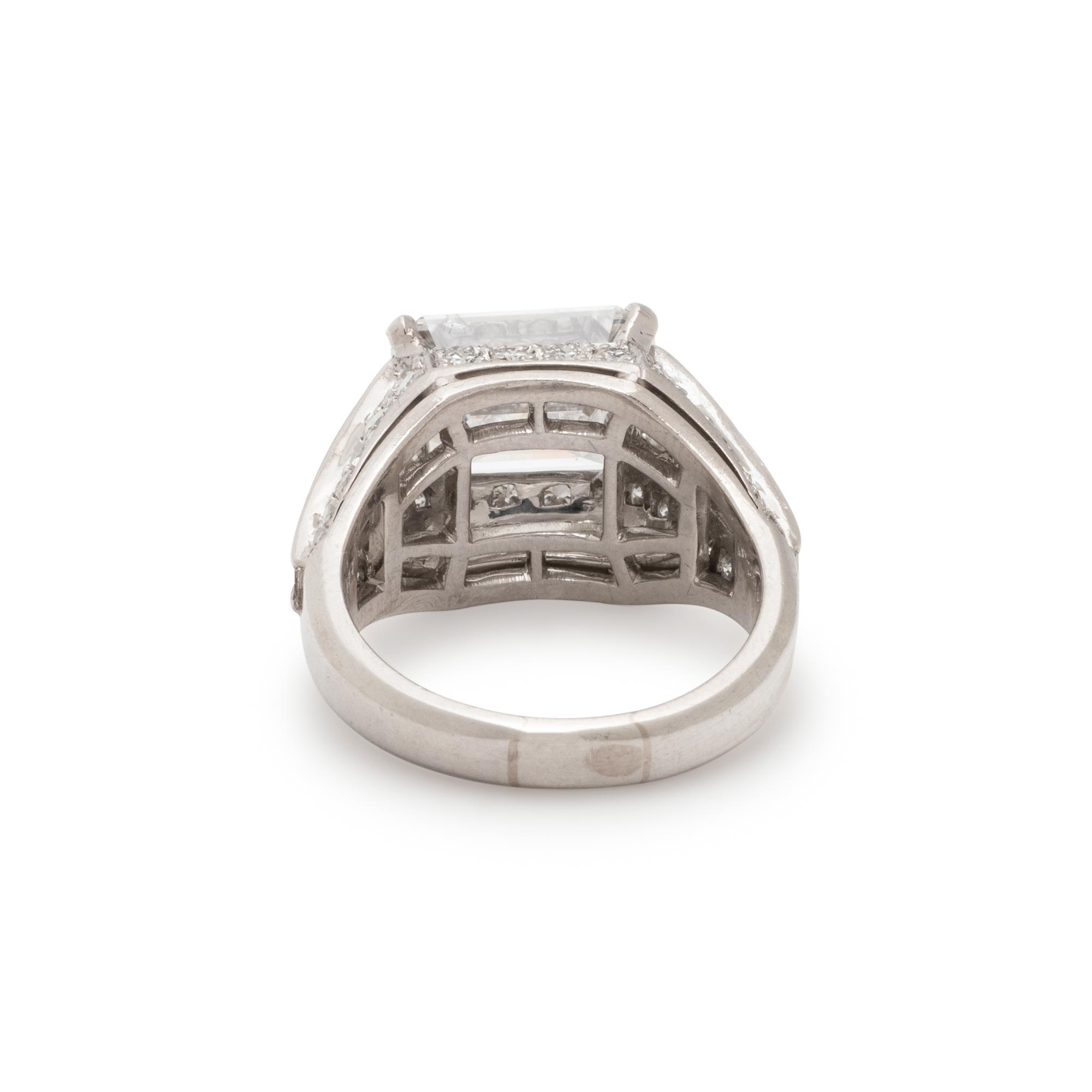 BULGARI, EMERALD CUT DIAMOND AND DIAMOND 'TROMBINO' RING