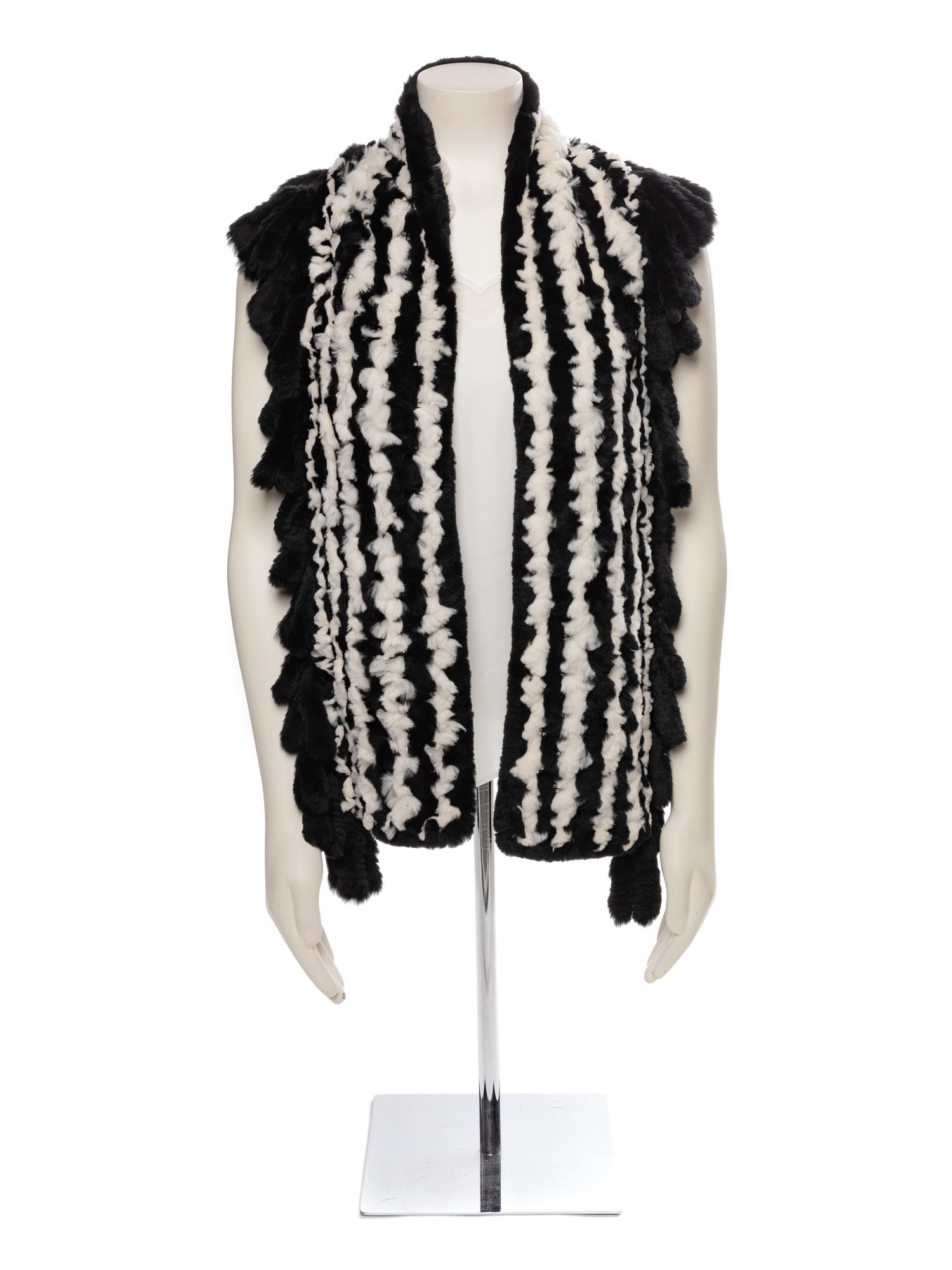 Trilogy Black and White Fur Scarf, 1990-2000s