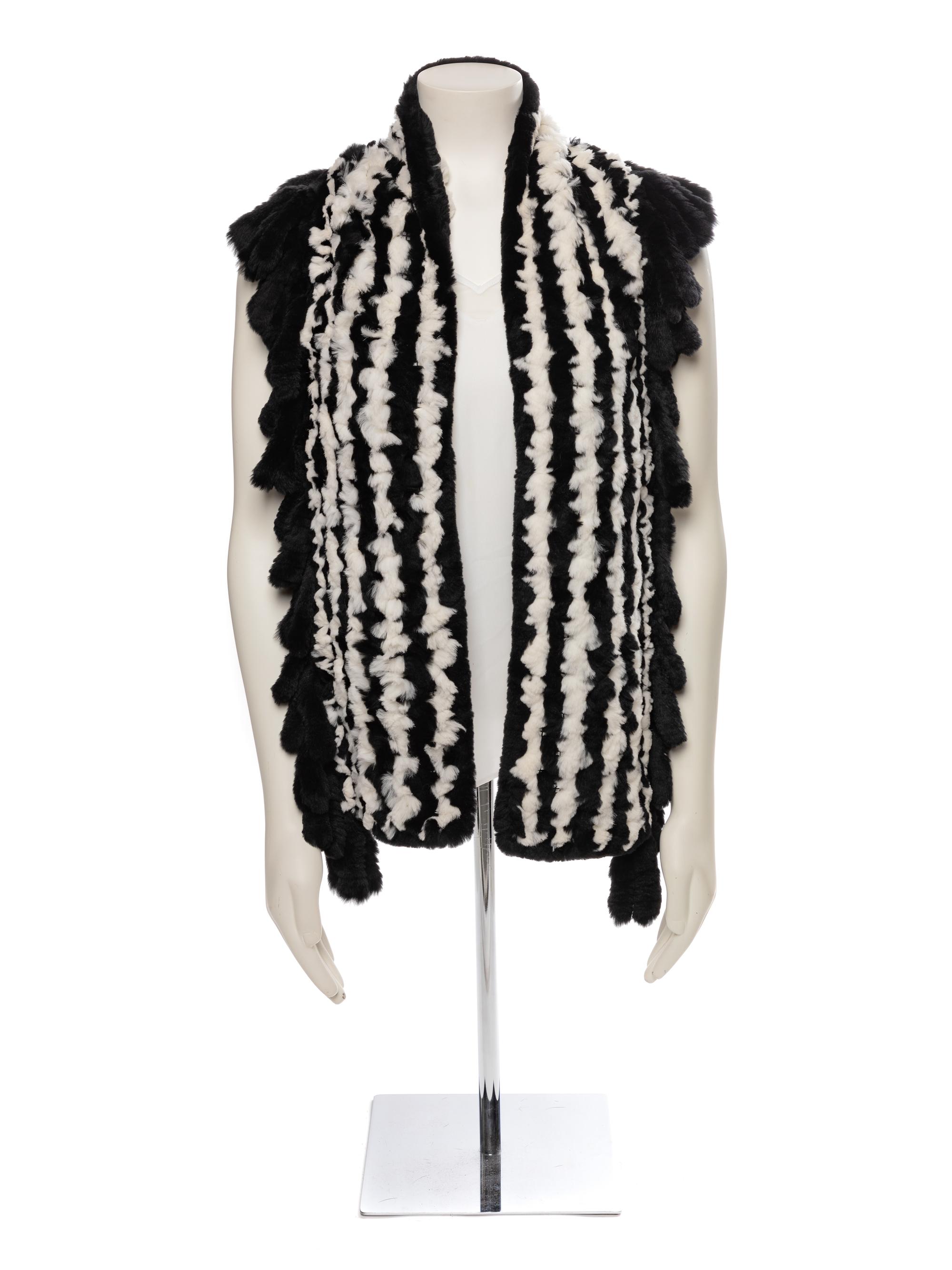 Trilogy Black and White Fur Scarf, 1990-2000s