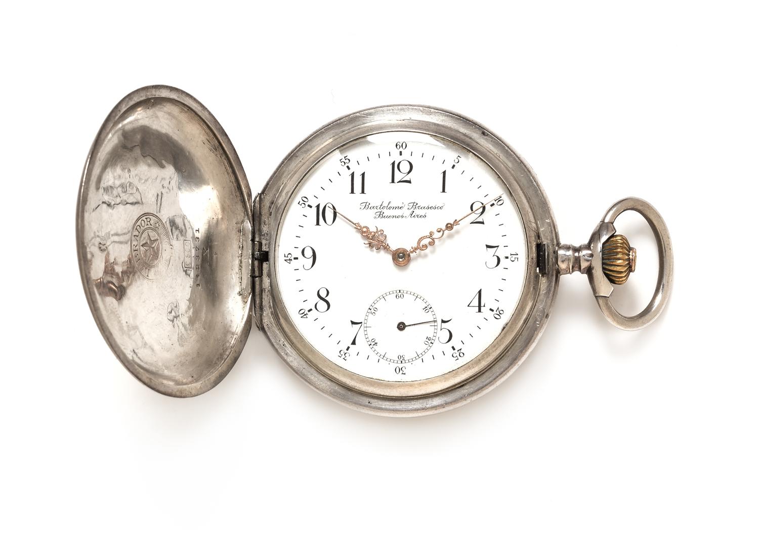A Silver Hunter Case Pocket Watch, Labrador/Omega, 64.60 dwts.