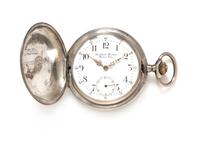 A Silver Hunter Case Pocket Watch, Labrador/Omega, 64.60 dwts.