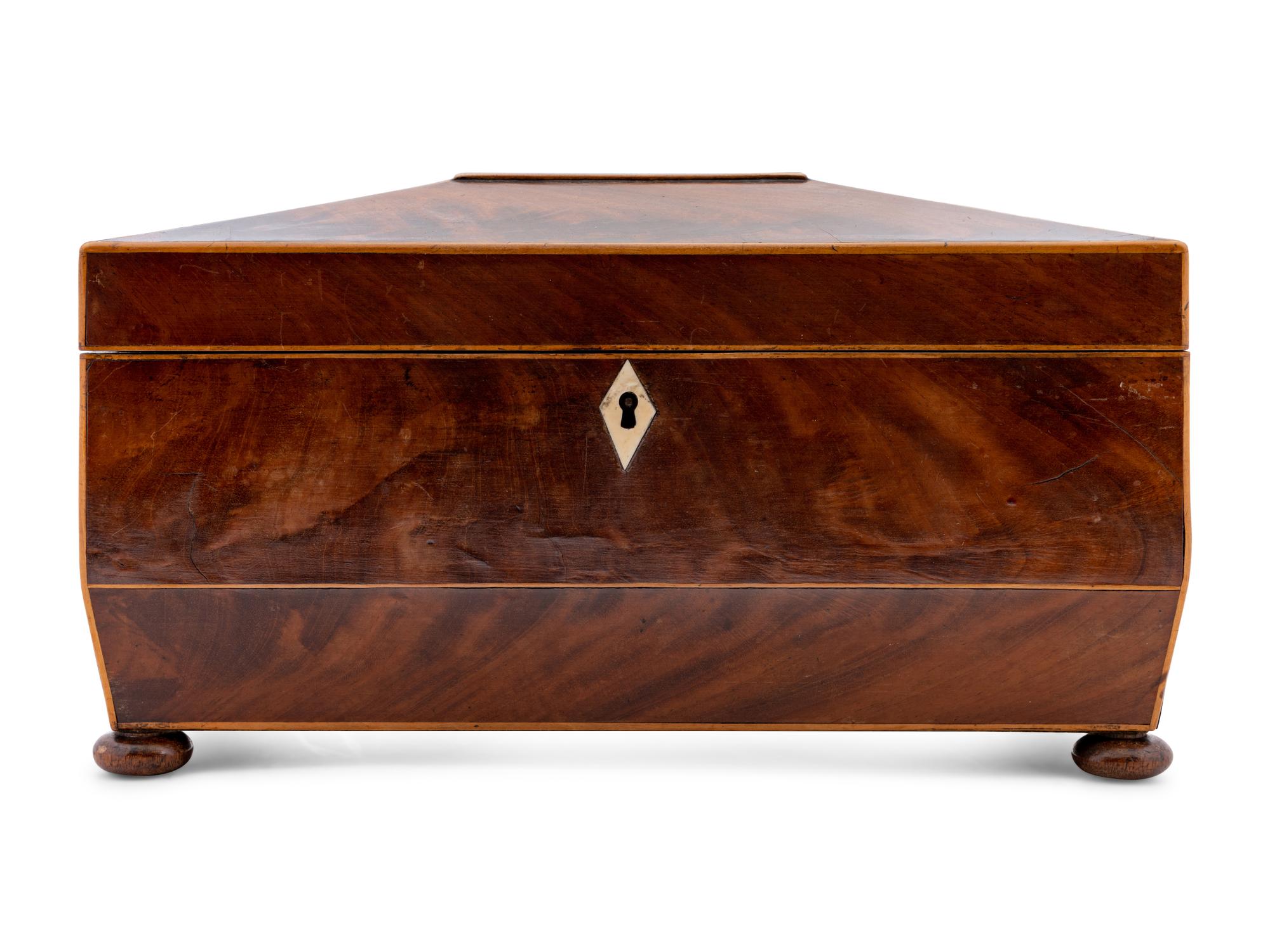 A Regency Mahogany and Satinwood Tea Caddy