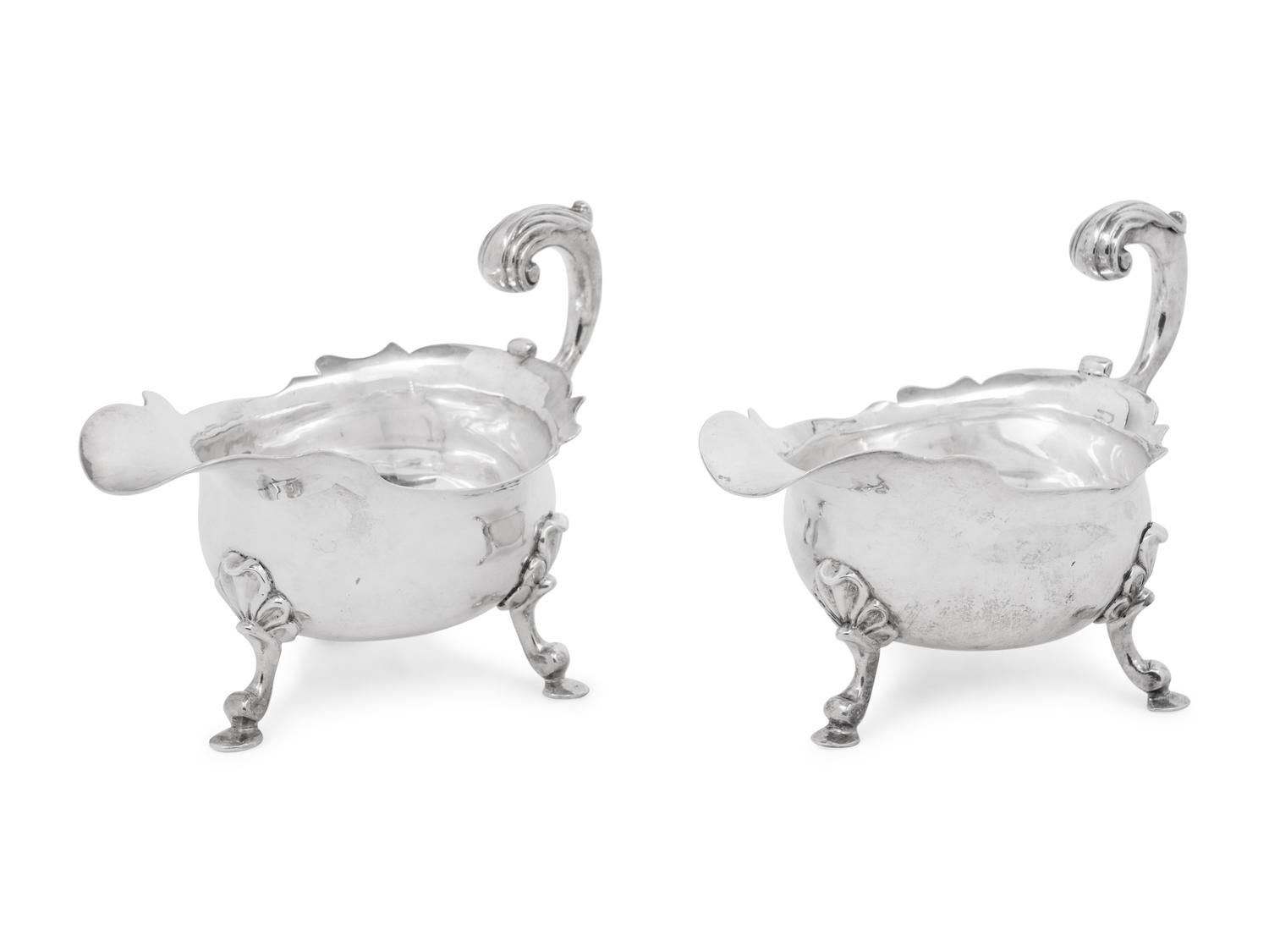 A Matched Pair of George II Silver Sauce Boats