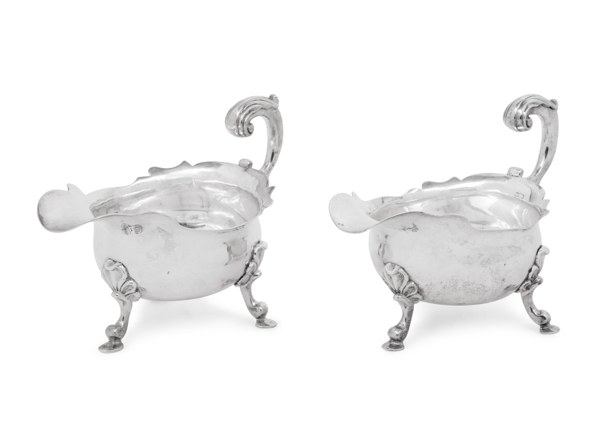 A Matched Pair of George II Silver Sauce Boats