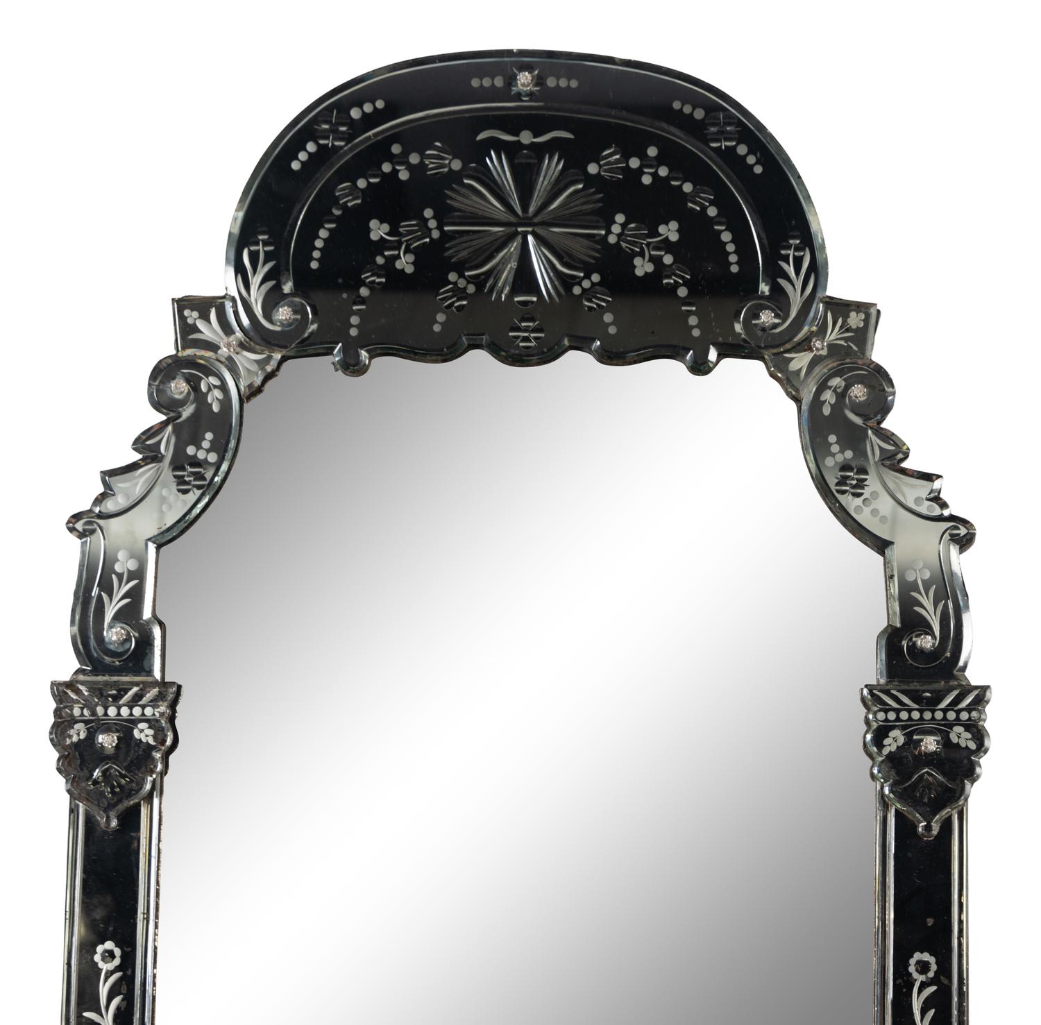 A Venetian Style Etched Glass Mirror
