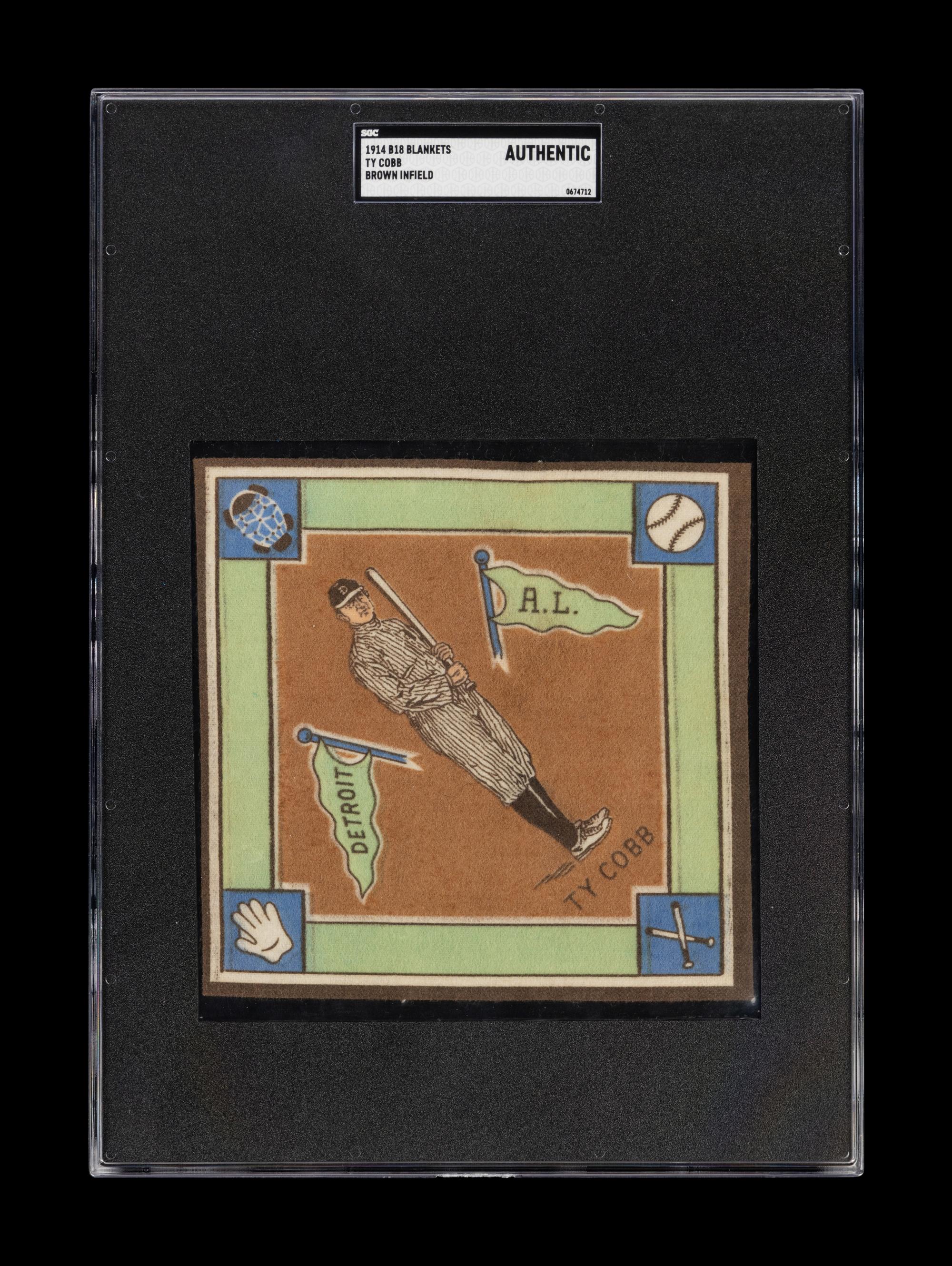 A 1914 B18 Blankets Ty Cobb Brown Infield Quilt Square (SGC Authentic)