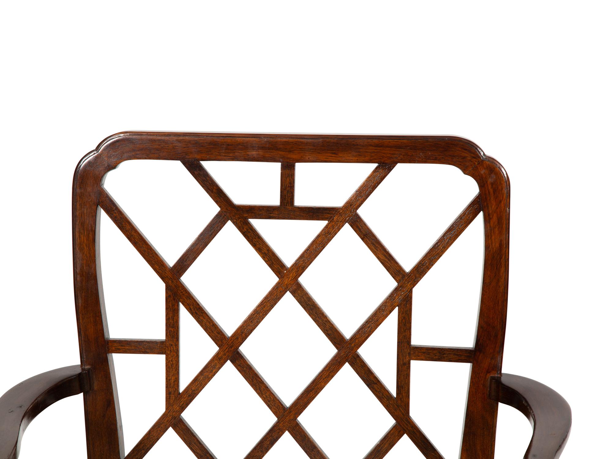 A Set of Ten Chinese Chippendale Style Mahogany Dining Chairs
