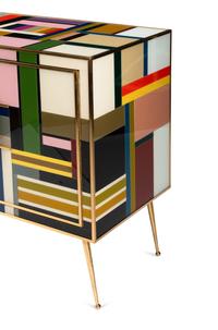 A Contemporary Brass and Polychrome Acrylic Cabinet