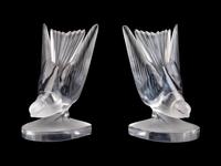 A Pair of Lalique Frosted Glass Book Ends