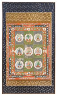 A Tibetan Thangka 19TH CENTURY 36 3/4 x 28 1/4 inches. — 19TH CENTURY