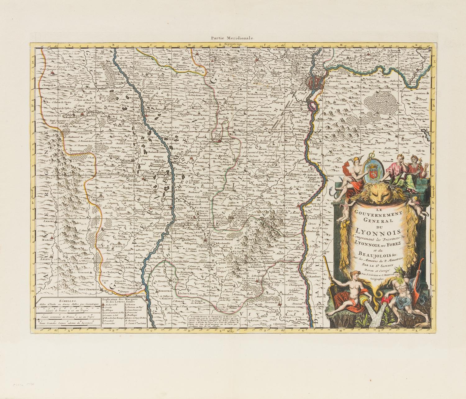 COVENS & MORTIER [Lyon region] Sanson, Le Gouvernement General Du Lyonnois... [Amsterdam]: Covens & Mortier, ca 1730.