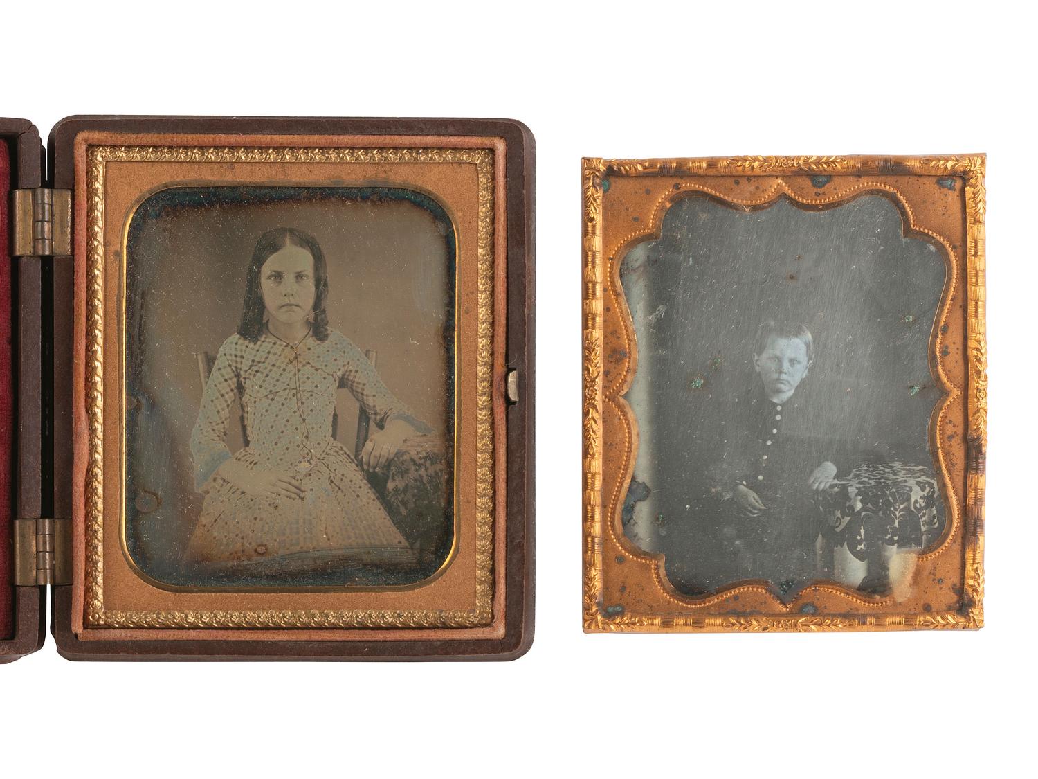[EARLY PHOTOGRAPHY]. 18 sixth plate daguerreotypes of children with serious or sad expressions.