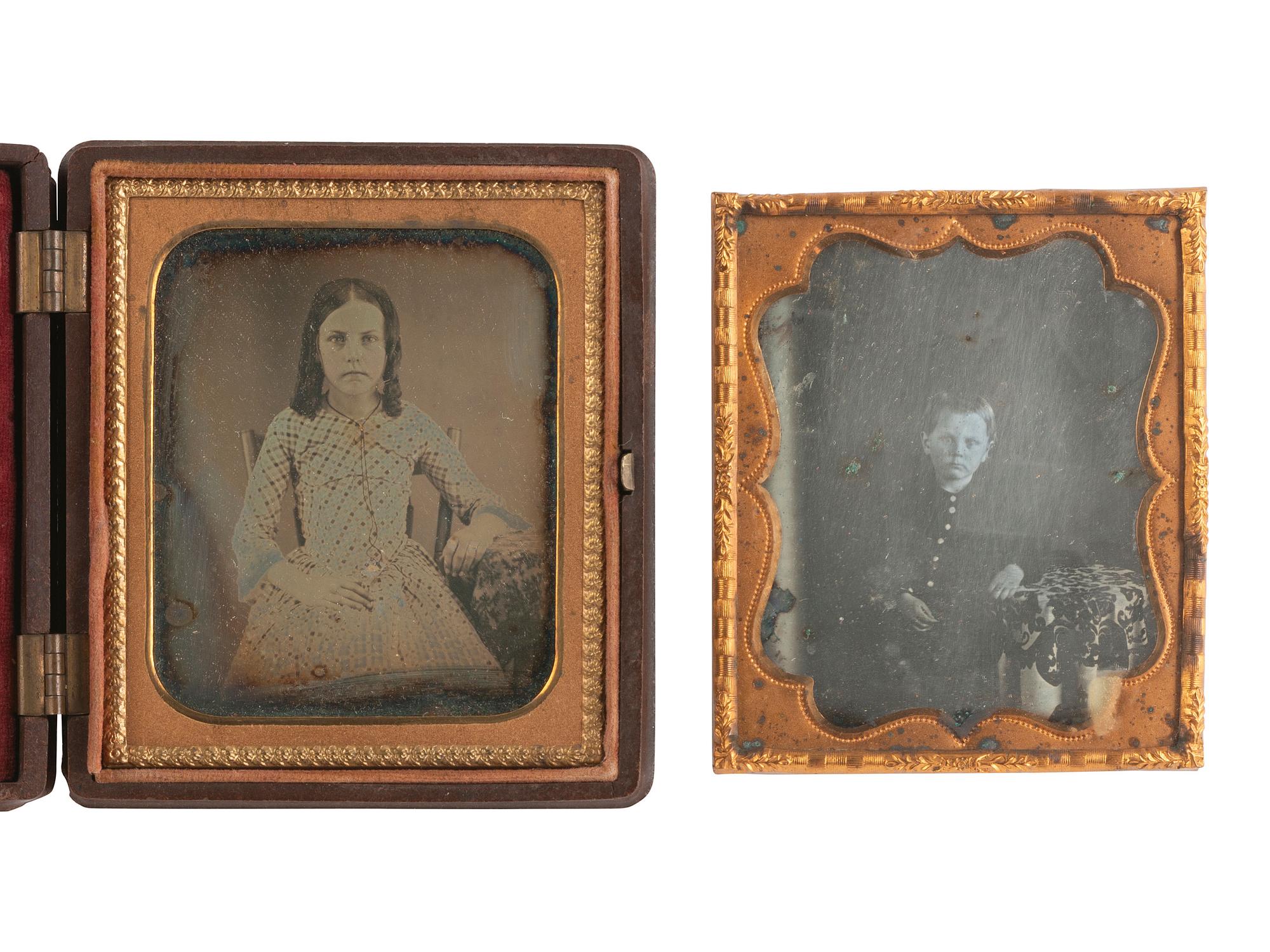 [EARLY PHOTOGRAPHY]. 18 sixth plate daguerreotypes of children with serious or sad expressions.