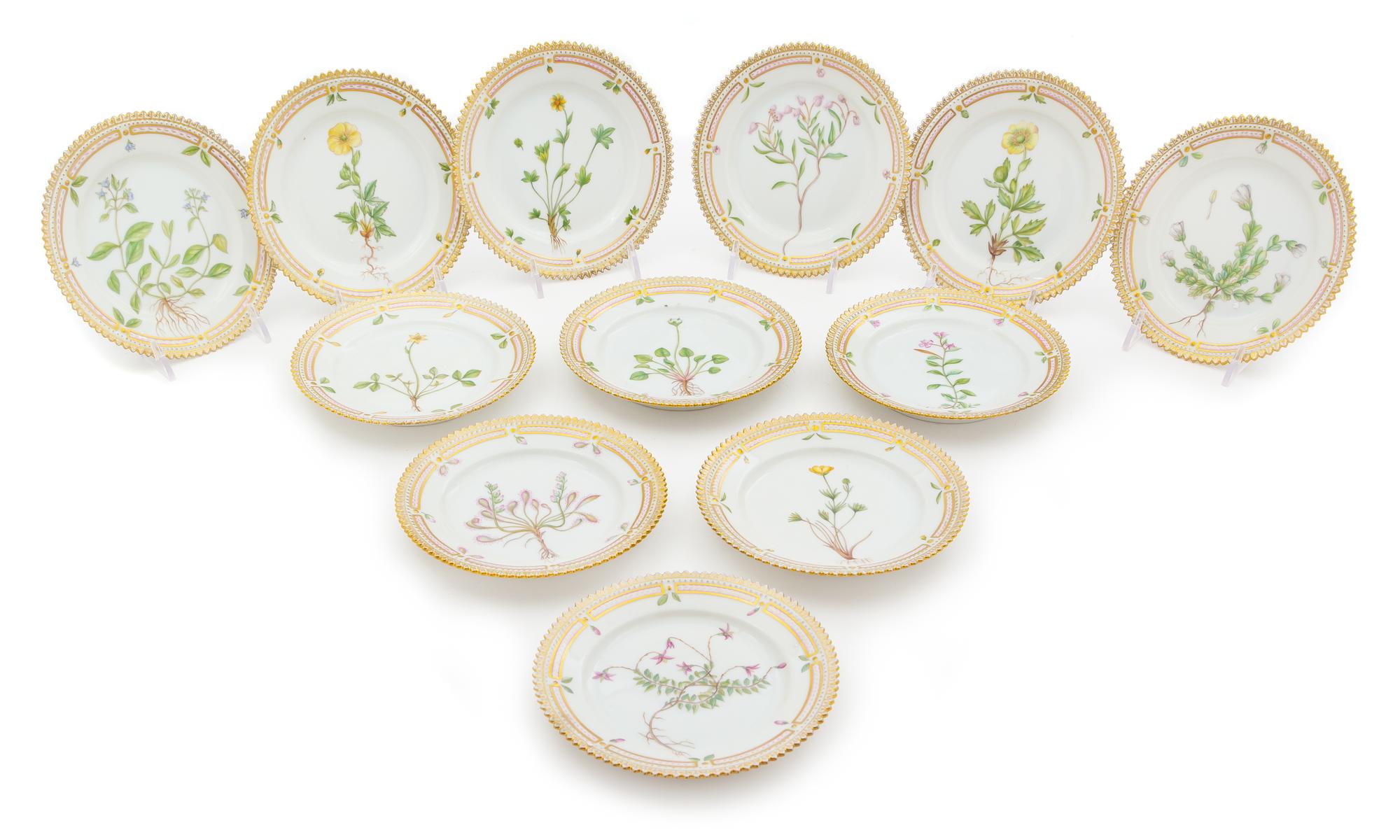 A Set of Twelve Royal Copenhagen Flora Danica Bread Plates Diameter 5 3/4 inches. — CIRCA 1979-1983