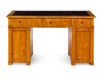 A Swedish Biedermeier Birch Pedestal Desk