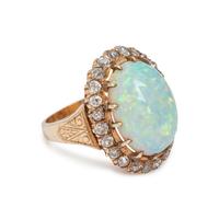 ANTIQUE, OPAL AND DIAMOND RING