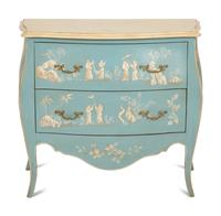A Louis XV Style Painted Bombe Commode with Chinoiserie Decoration