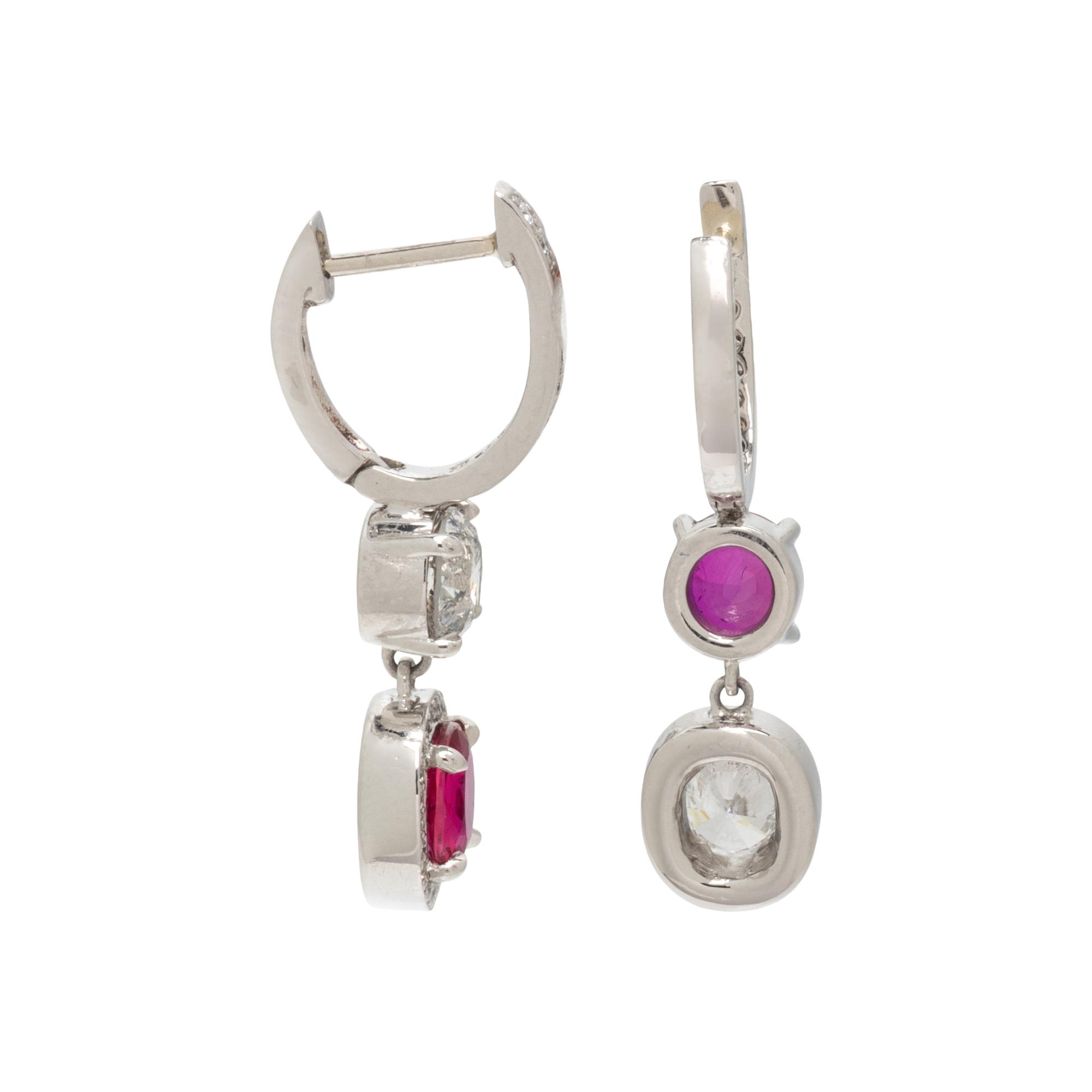 PLATINUM, RUBY, AND DIAMOND EARRINGS