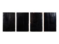 A Set of Four Chinese Gilt and Red Lacquered Wood 'Four Seasons' Panels