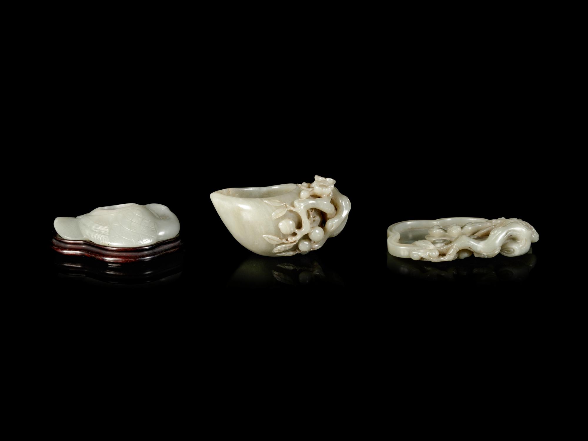 Three Chinese Celadon Jade Scholar's Objects