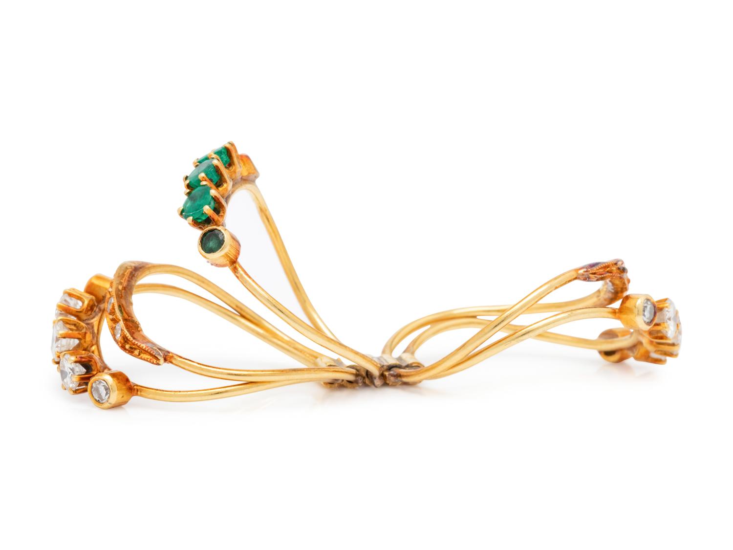 A Yellow Gold, Diamond Simulant and Emerald Harem Ring,
