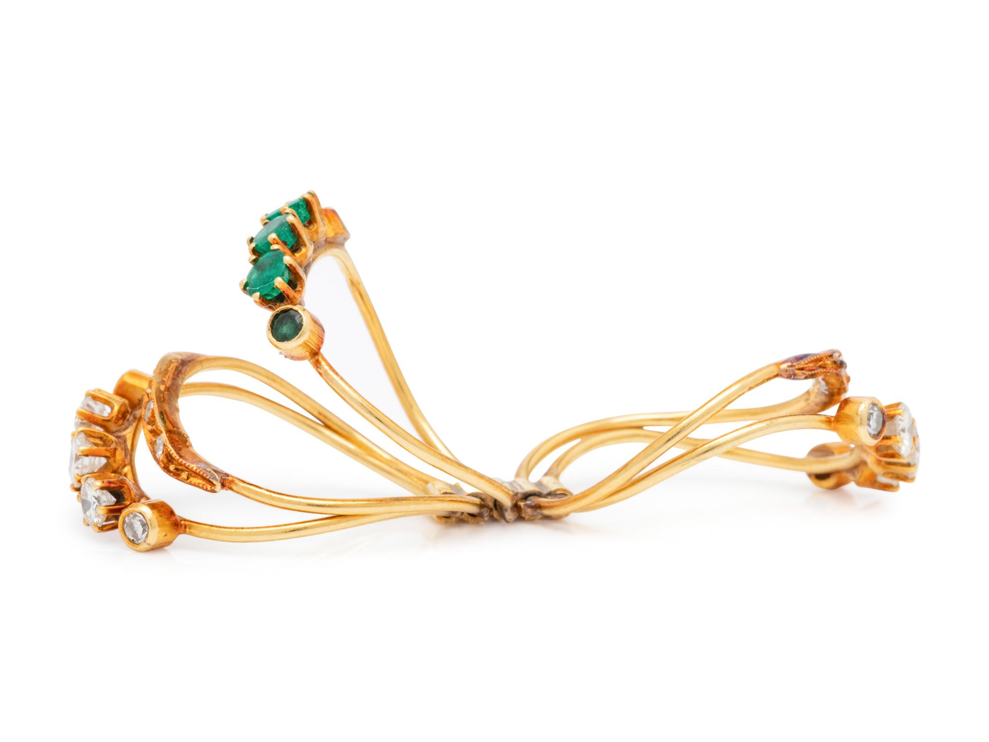 A Yellow Gold, Diamond Simulant and Emerald Harem Ring,