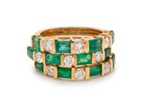 COLLECTION OF DIAMOND AND EMERALD RINGS