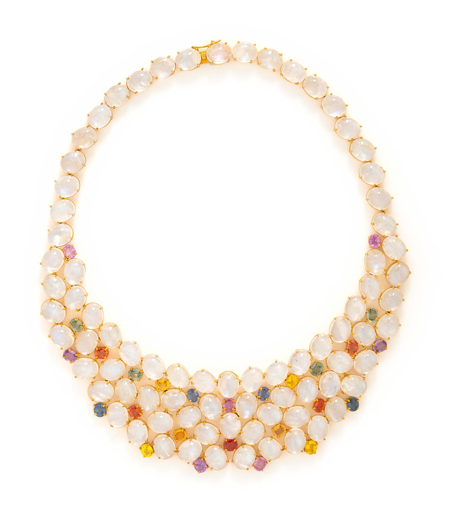 MOONSTONE AND FANCY COLORED SAPPHIRE NECKLACE