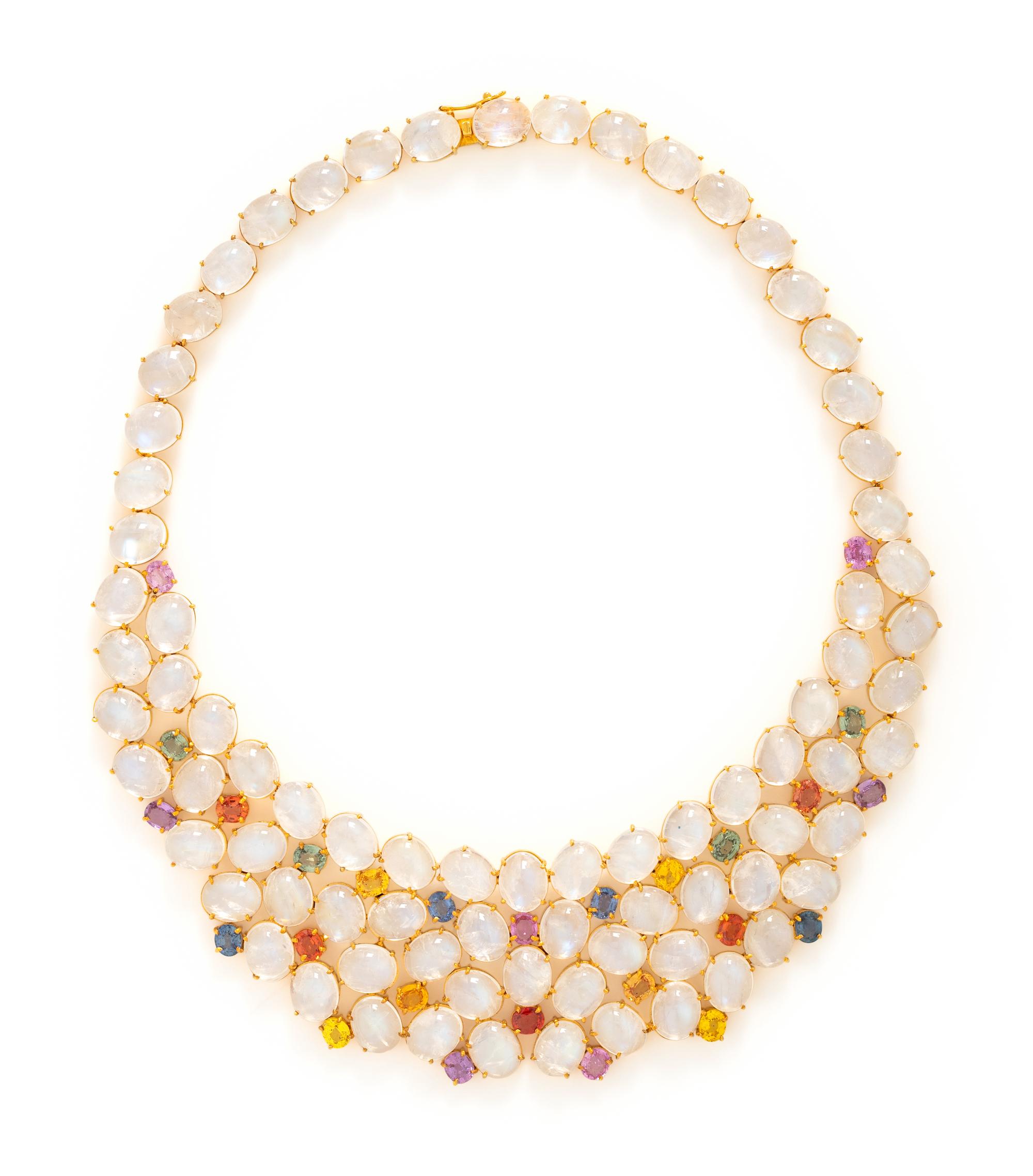 MOONSTONE AND FANCY COLORED SAPPHIRE NECKLACE