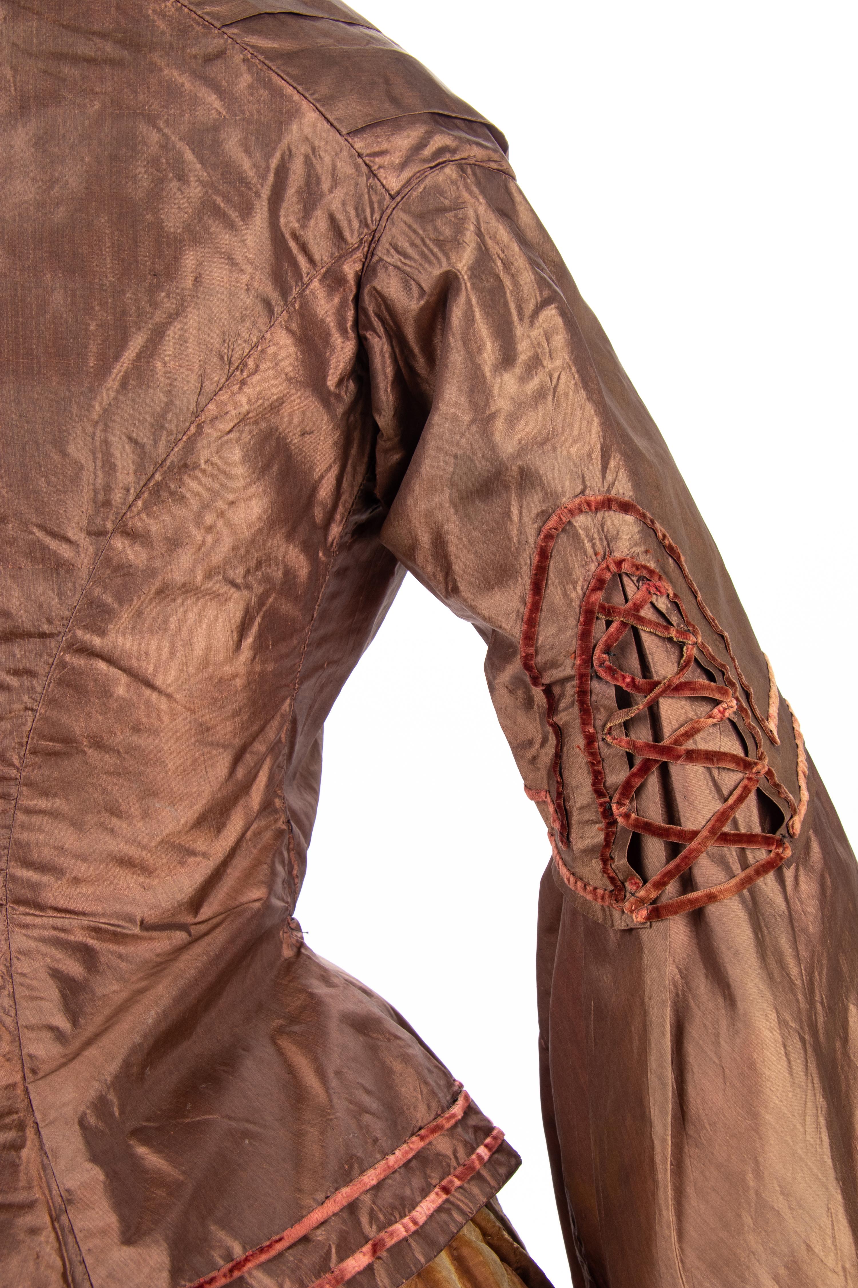 Two Silk Bodices Trimmed with Velvet, 1850s