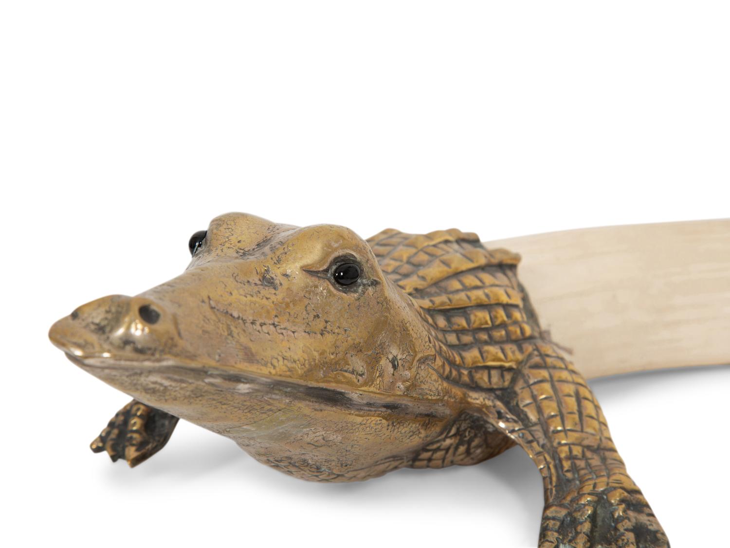 A Franco Lagini Brass Alligator Figure